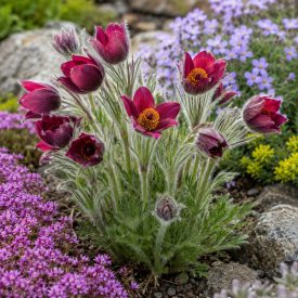   Leánykökörcsin 'Pulsar Red Shades' (Pulsatilla vulgaris)